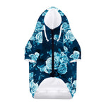 Blue Rose Floral Flower Pattern Print Dog Zip Up Hoodie