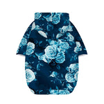 Blue Rose Floral Flower Pattern Print Dog Zip Up Hoodie