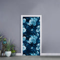 Blue Rose Floral Flower Pattern Print Door Sticker