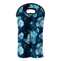 Blue Rose Floral Flower Pattern Print Double Neoprene Wine Tote