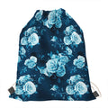 Blue Rose Floral Flower Pattern Print Drawstring Bag