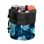 Blue Rose Floral Flower Pattern Print Drawstring Makeup Bag