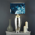 Blue Rose Floral Flower Pattern Print Drum Lamp Shade