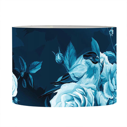 Blue Rose Floral Flower Pattern Print Drum Lamp Shade