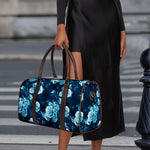 Blue Rose Floral Flower Pattern Print Duffle Bag