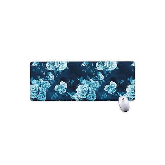 Blue Rose Floral Flower Pattern Print Extended Mouse Pad