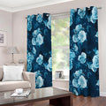 Blue Rose Floral Flower Pattern Print Extra Wide Grommet Curtains