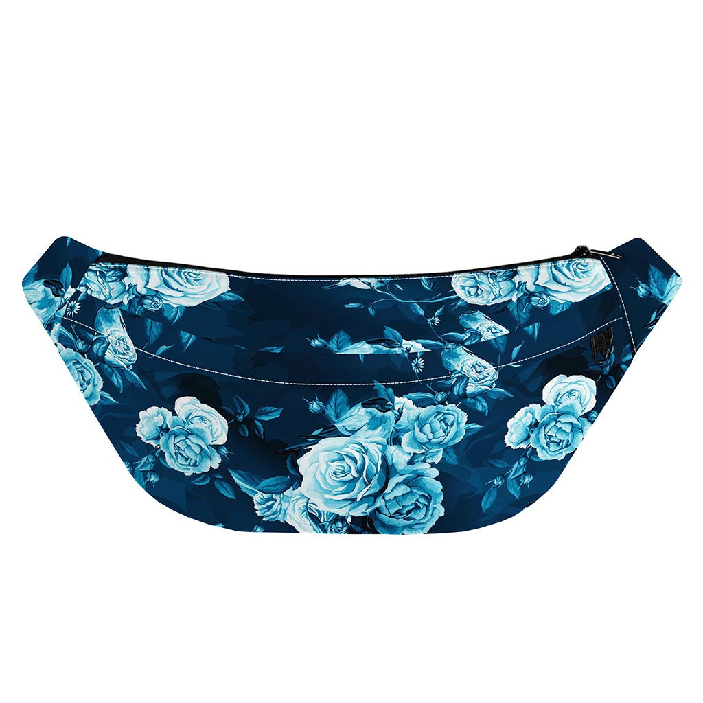 Blue Rose Floral Flower Pattern Print Fanny Pack