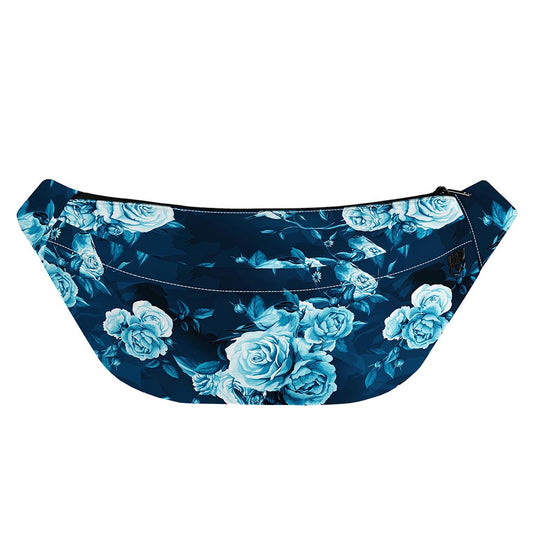 Blue Rose Floral Flower Pattern Print Fanny Pack