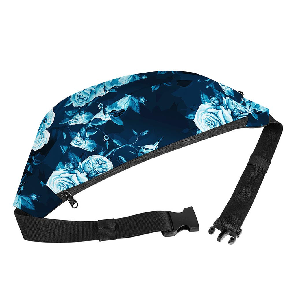 Blue Rose Floral Flower Pattern Print Fanny Pack