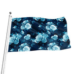 Blue Rose Floral Flower Pattern Print Flag