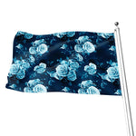 Blue Rose Floral Flower Pattern Print Flag