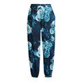 Blue Rose Floral Flower Pattern Print Fleece Lined Knit Pants