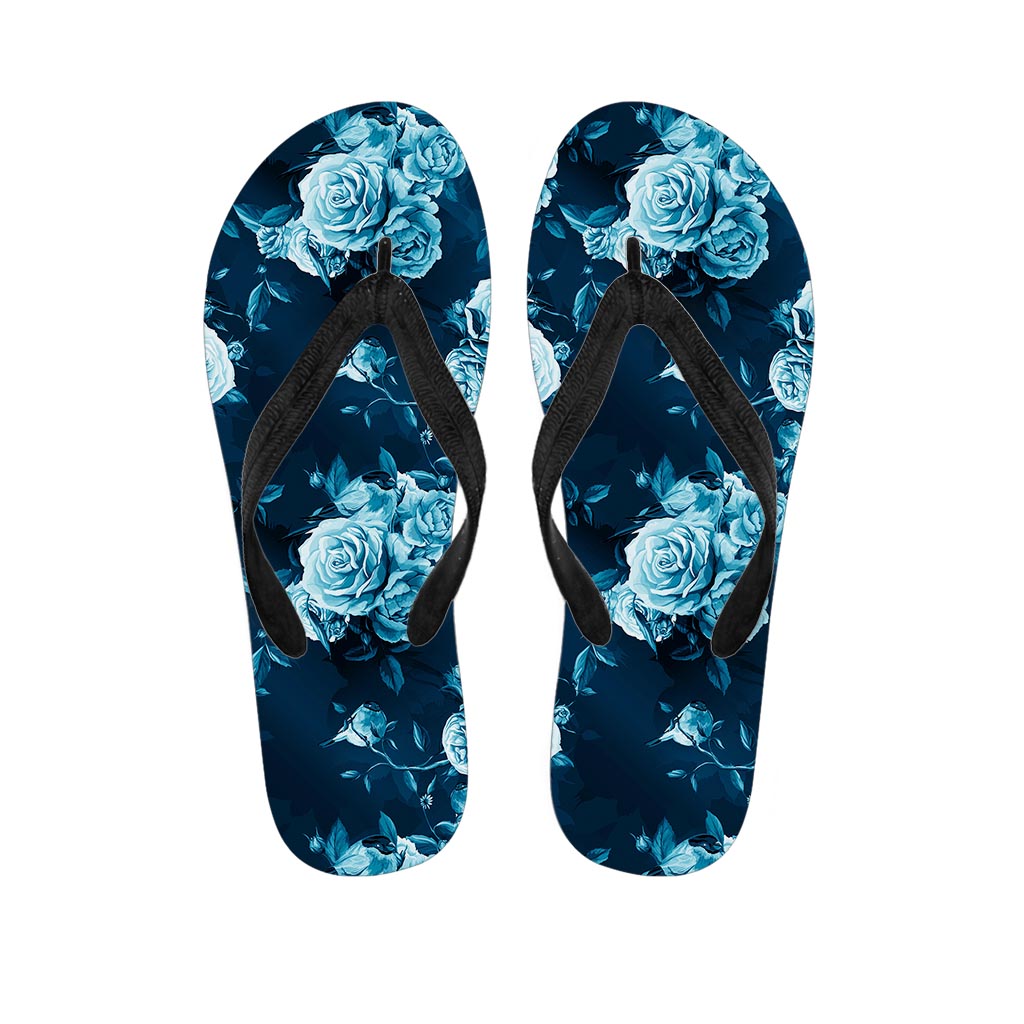 Blue Rose Floral Flower Pattern Print Flip Flops