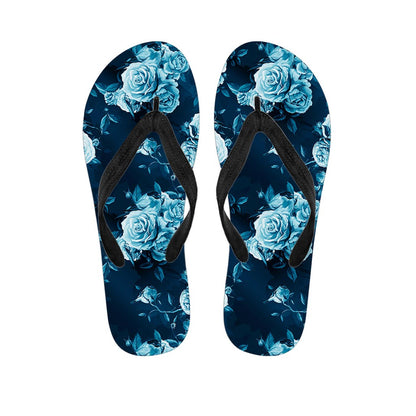Blue Rose Floral Flower Pattern Print Flip Flops
