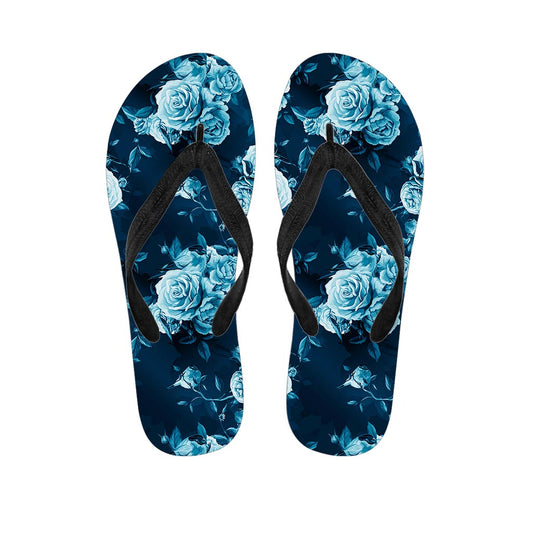 Blue Rose Floral Flower Pattern Print Flip Flops