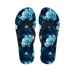 Blue Rose Floral Flower Pattern Print Flip Flops