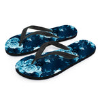 Blue Rose Floral Flower Pattern Print Flip Flops