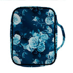 Blue Rose Floral Flower Pattern Print Front Pocket Bible Bag