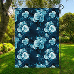 Blue Rose Floral Flower Pattern Print Garden Flag