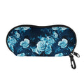 Blue Rose Floral Flower Pattern Print Glasses Case