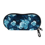 Blue Rose Floral Flower Pattern Print Glasses Case