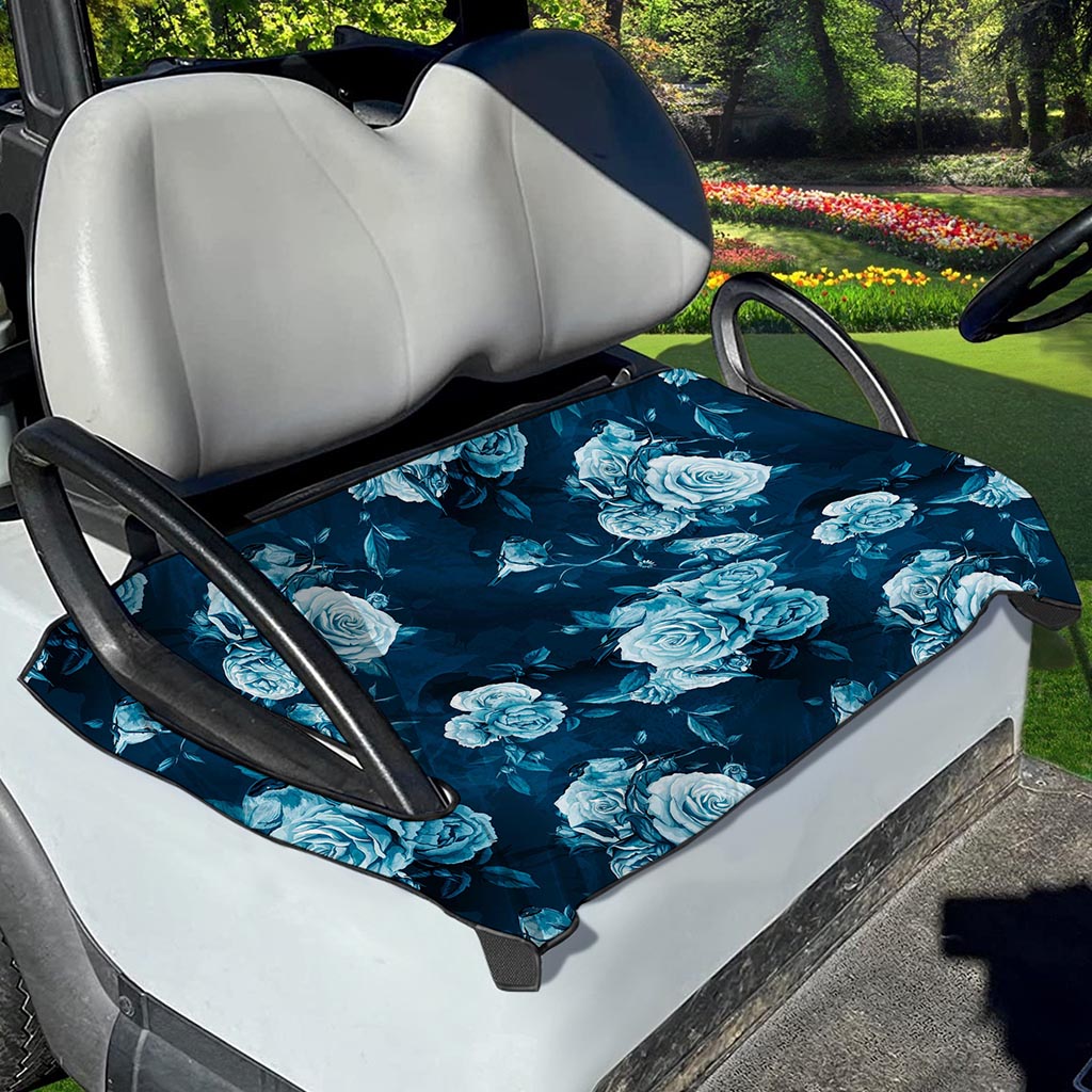 Blue Rose Floral Flower Pattern Print Golf Cart Seat Cover