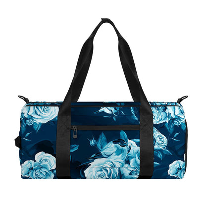 Blue Rose Floral Flower Pattern Print Gym Bag