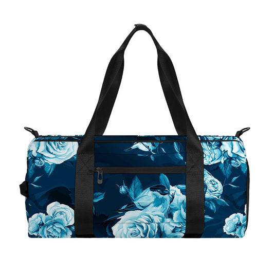 Blue Rose Floral Flower Pattern Print Gym Bag