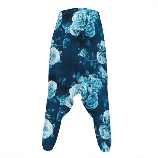 Blue Rose Floral Flower Pattern Print Hammer Pants