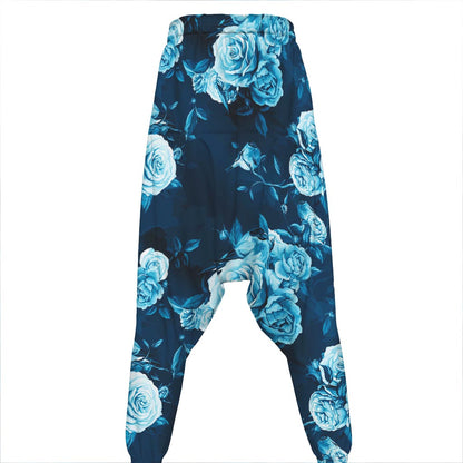 Blue Rose Floral Flower Pattern Print Hammer Pants