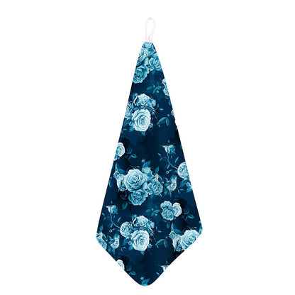 Blue Rose Floral Flower Pattern Print Hand Towel