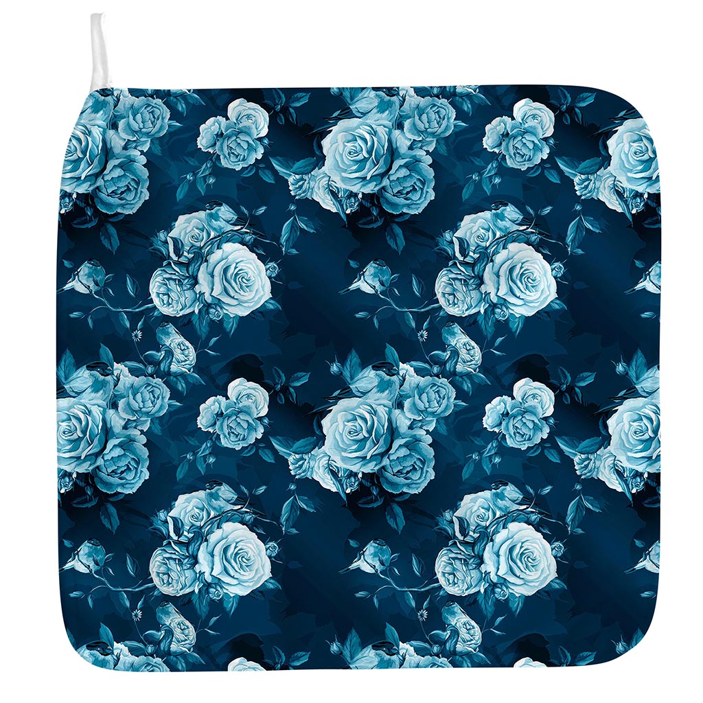 Blue Rose Floral Flower Pattern Print Hand Towel