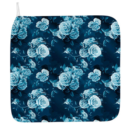Blue Rose Floral Flower Pattern Print Hand Towel