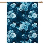 Blue Rose Floral Flower Pattern Print House Flag