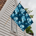 Blue Rose Floral Flower Pattern Print House Flag