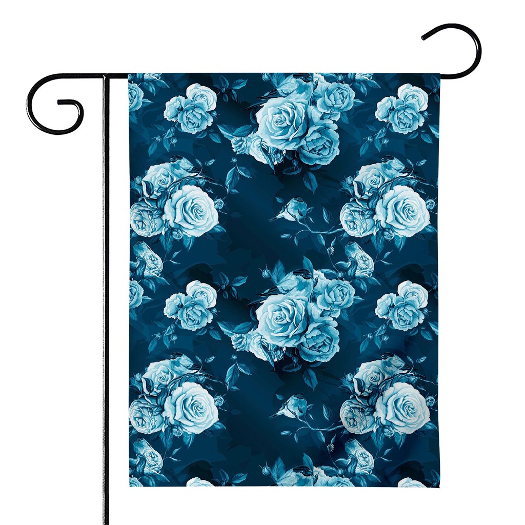 Blue Rose Floral Flower Pattern Print House Flag