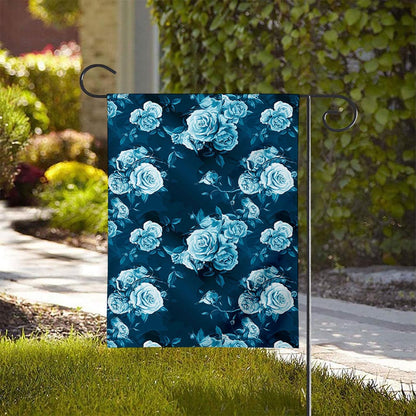Blue Rose Floral Flower Pattern Print House Flag
