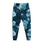 Blue Rose Floral Flower Pattern Print Jogger Pants