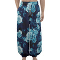 Blue Rose Floral Flower Pattern Print Lantern Pants