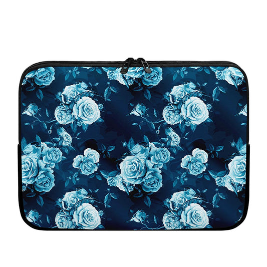 Blue Rose Floral Flower Pattern Print Laptop Sleeve