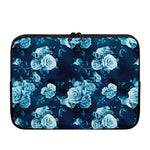 Blue Rose Floral Flower Pattern Print Laptop Sleeve