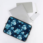 Blue Rose Floral Flower Pattern Print Laptop Sleeve