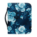 Blue Rose Floral Flower Pattern Print Leather Bible Cover