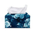 Blue Rose Floral Flower Pattern Print Leather Tissue Box Cover