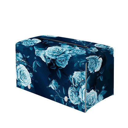 Blue Rose Floral Flower Pattern Print Leather Tissue Box Cover