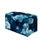 Blue Rose Floral Flower Pattern Print Leather Tissue Box Cover