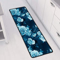 Blue Rose Floral Flower Pattern Print Long Kitchen Mat