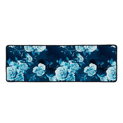 Blue Rose Floral Flower Pattern Print Long Kitchen Mat