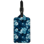 Blue Rose Floral Flower Pattern Print Luggage Tag